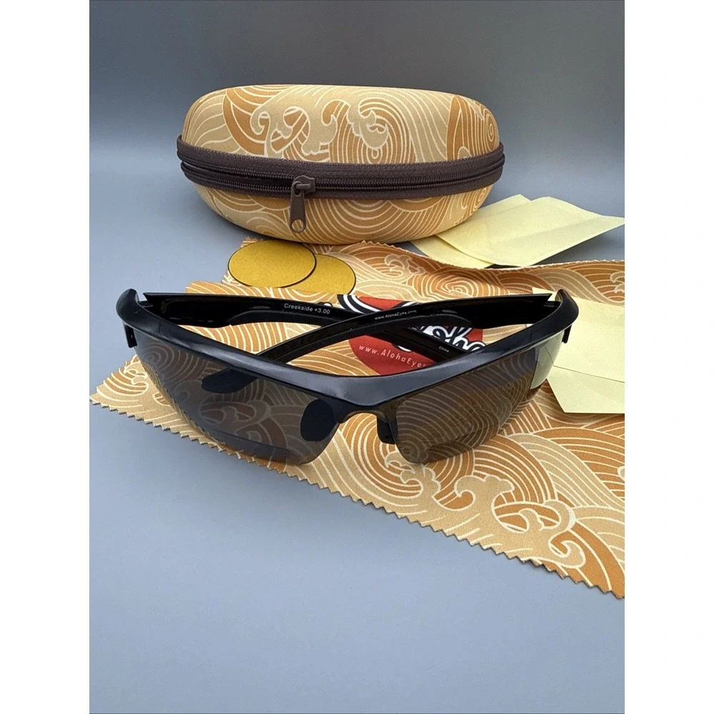 Aloha Eyewear Authentic Creekside +3.00 Bifocal Black Frame W/Case, cloth & more